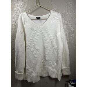 ANA A New Approach Sweater Off White Ivory V Neck Womens‎ Size Large